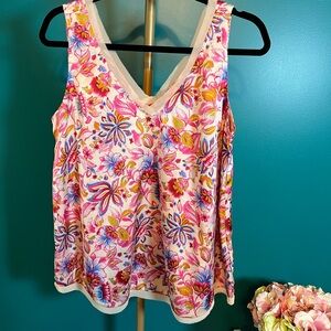 Kori Pink Tank Top with Floral Print